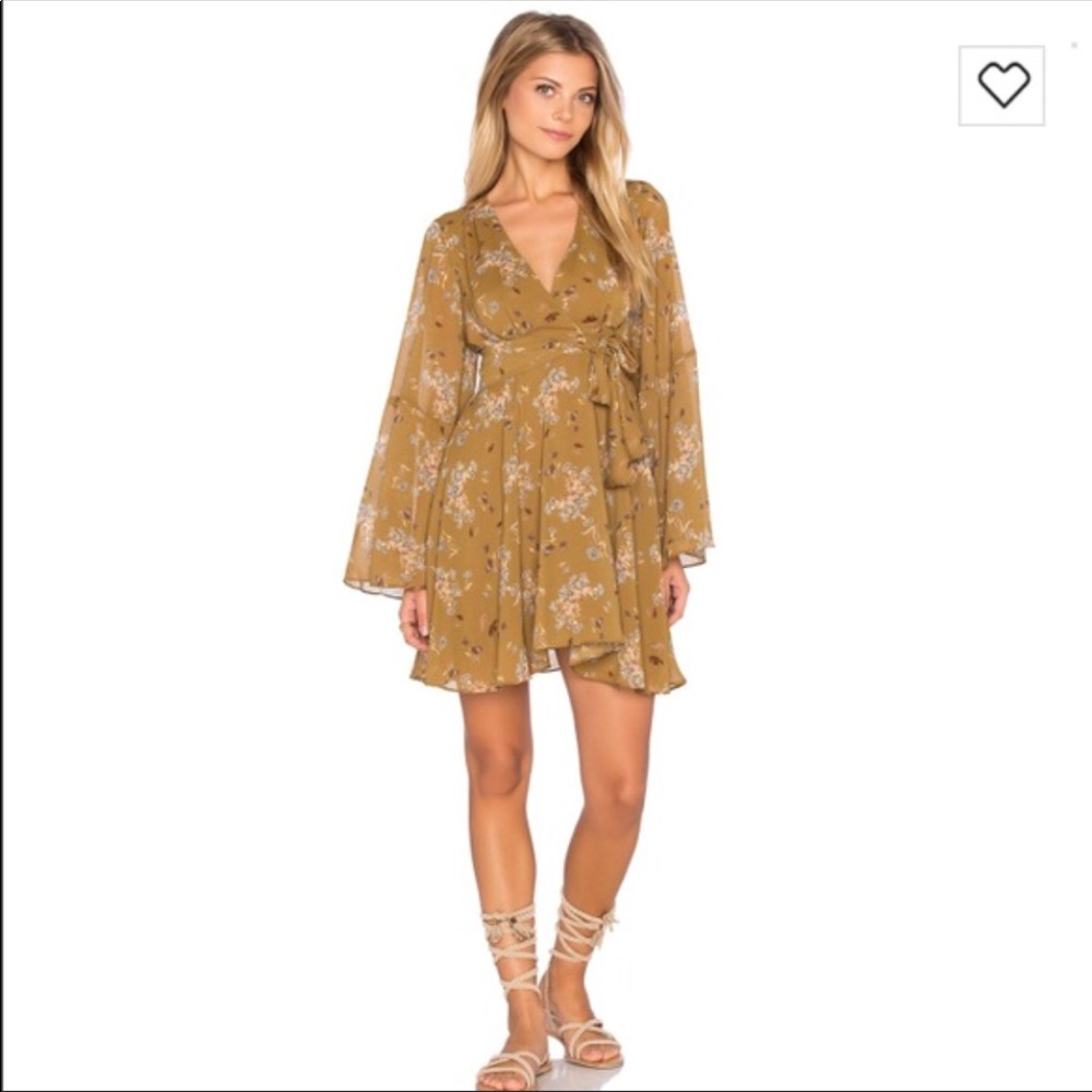 Free People Floral Mustard Bell Sleeve Hippy Dress - Picture 1 of 8